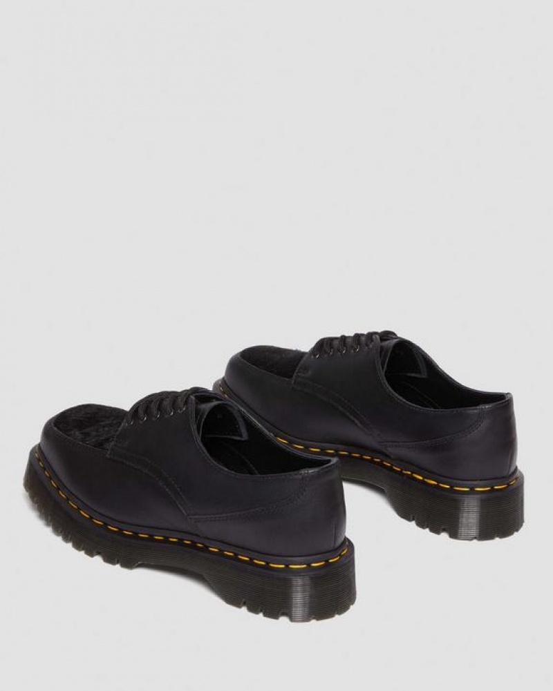 Black Men's Dr Martens 5-Eye Bex Square Toe Hair-On & Leather Shoes | USA_Dr40101