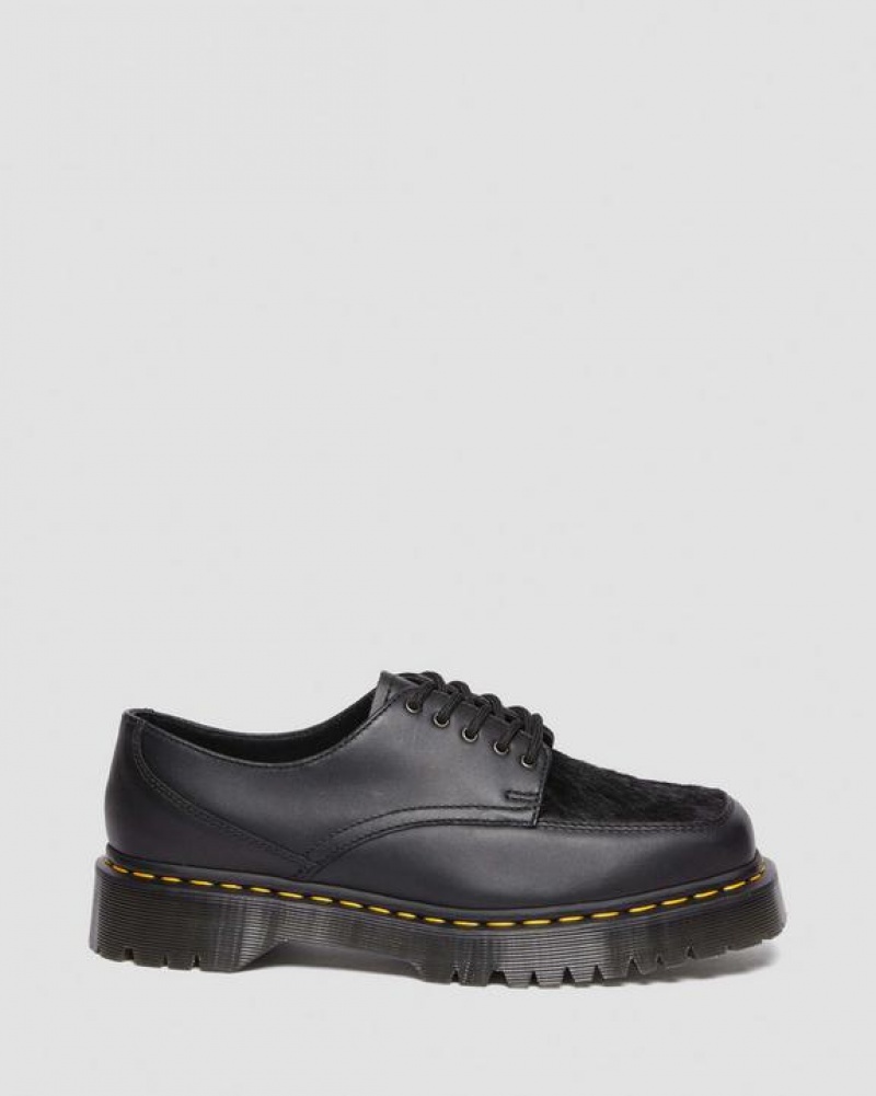 Black Men's Dr Martens 5-Eye Bex Square Toe Hair-On & Leather Shoes | USA_Dr40101