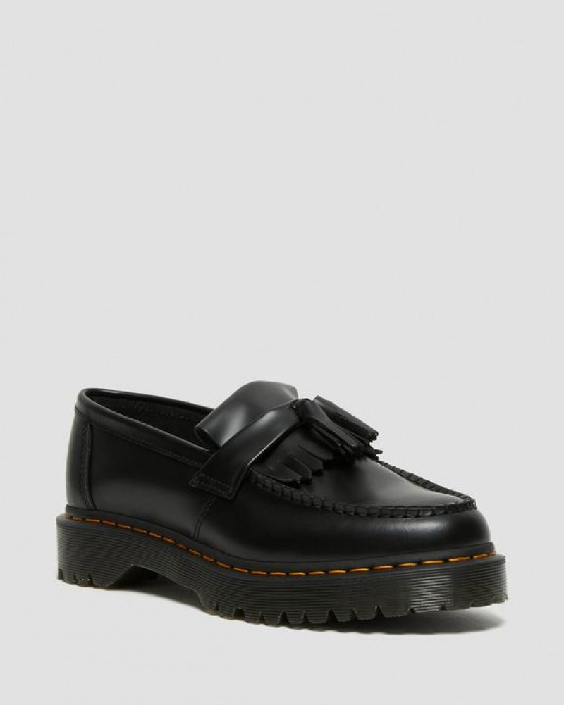 Black Men\'s Dr Martens Adrian Bex Smooth Leather Tassel Shoes | USA_Dr73766