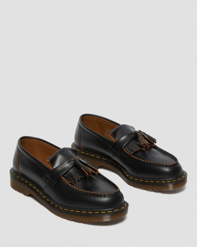 Black Men's Dr Martens Adrian Made in England Quilon Leather Tassel Shoes | USA_Dr16621