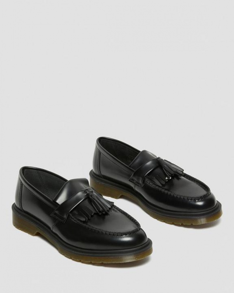 Black Men's Dr Martens Adrian Smooth Leather Tassel Shoes | USA_Dr62729