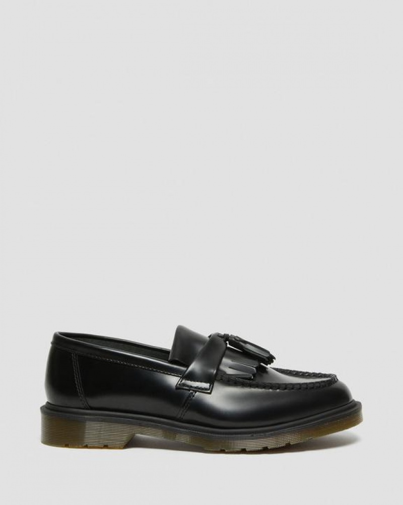 Black Men's Dr Martens Adrian Smooth Leather Tassel Shoes | USA_Dr62729