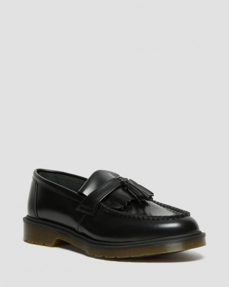 Black Men\'s Dr Martens Adrian Smooth Leather Tassel Shoes | USA_Dr62729