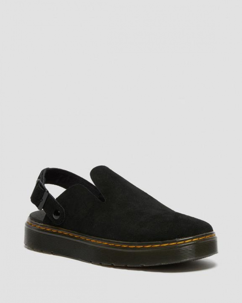 Black Men\'s Dr Martens Carlson Suede Casual Slingback Shoes | USA_Dr51403