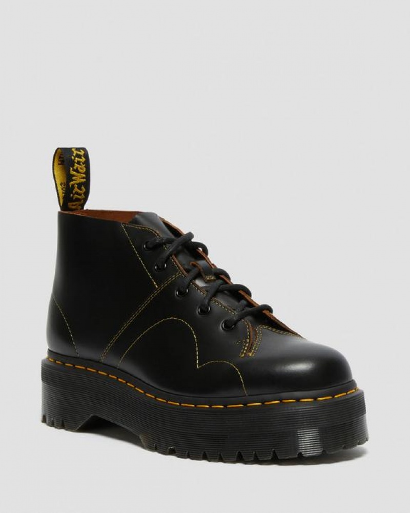 Black Men\'s Dr Martens Church Monkey Platform Shoes | USA_Dr25724