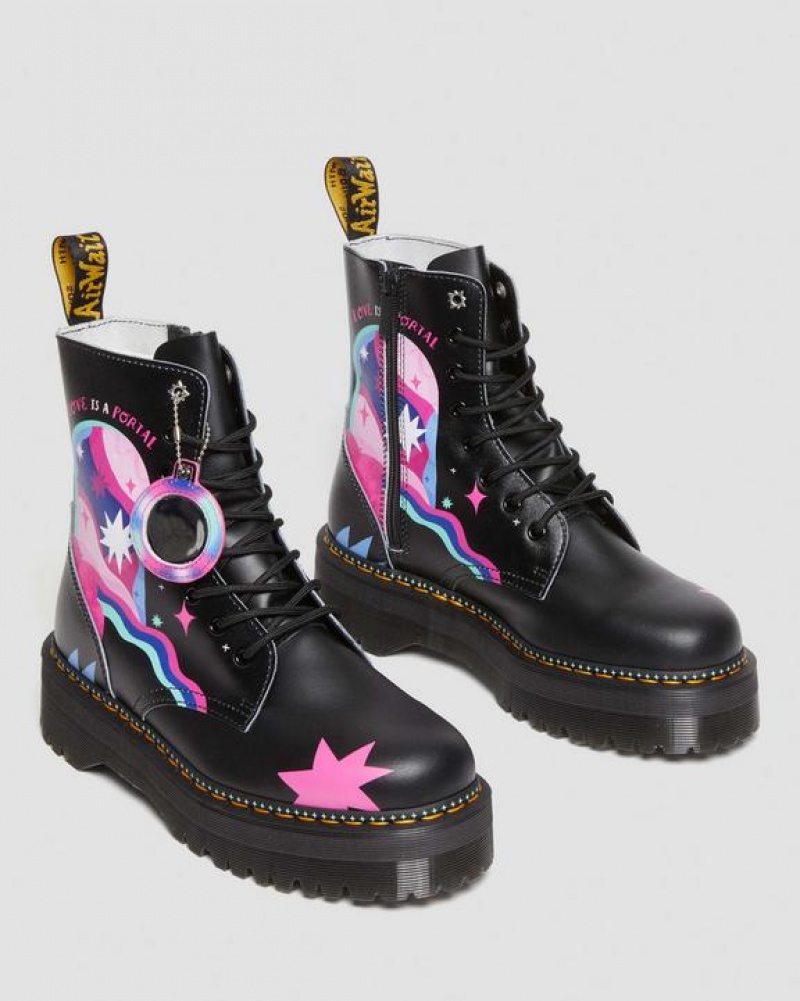 Black Men's Dr Martens Jadon Boot Loveis Wise Pride Platform Shoes | USA_Dr80502