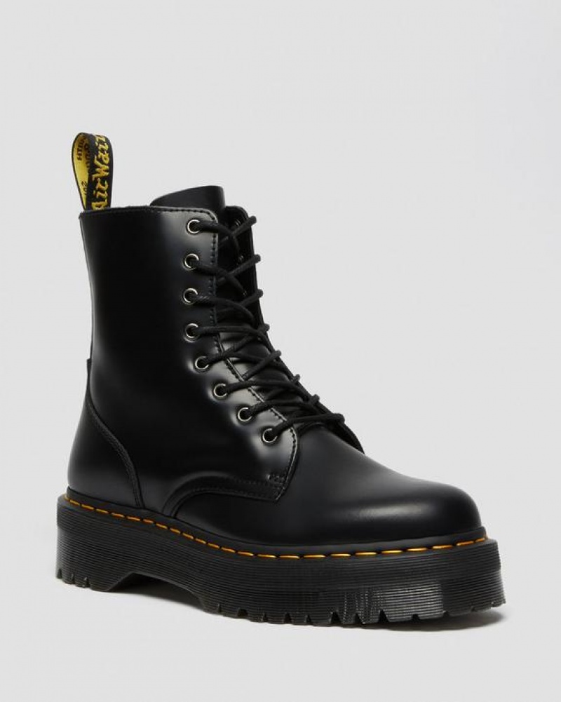 Black Men\'s Dr Martens Jadon Boot Smooth Leather Platform Shoes | USA_Dr45569