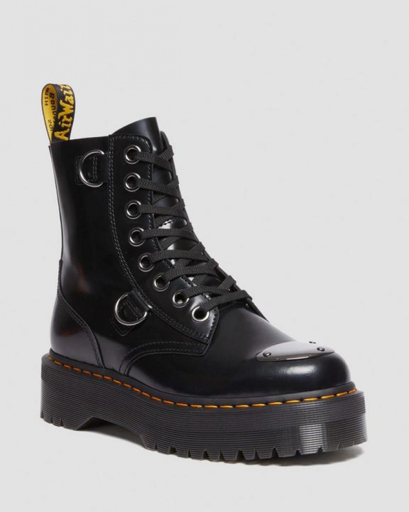 Black Men\'s Dr Martens Jadon Boot Toe Guard Leather Platform Shoes | USA_Dr34473