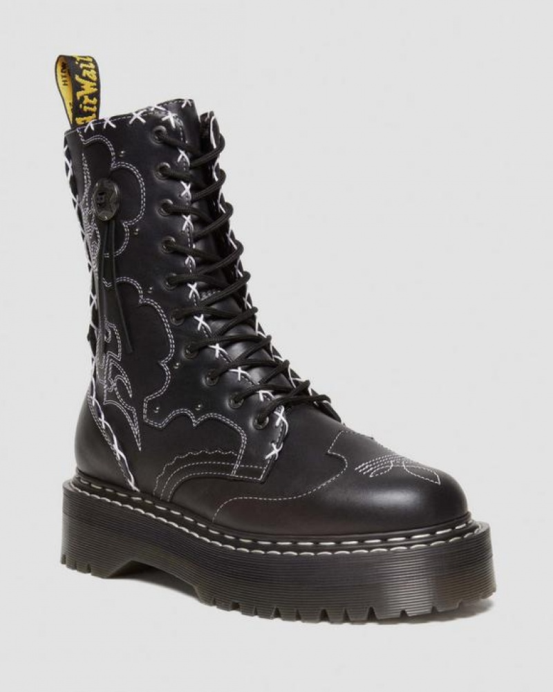 Black Men\'s Dr Martens Jadon Hi Boot Gothic Americana Leather Platform Shoes | USA_Dr30466