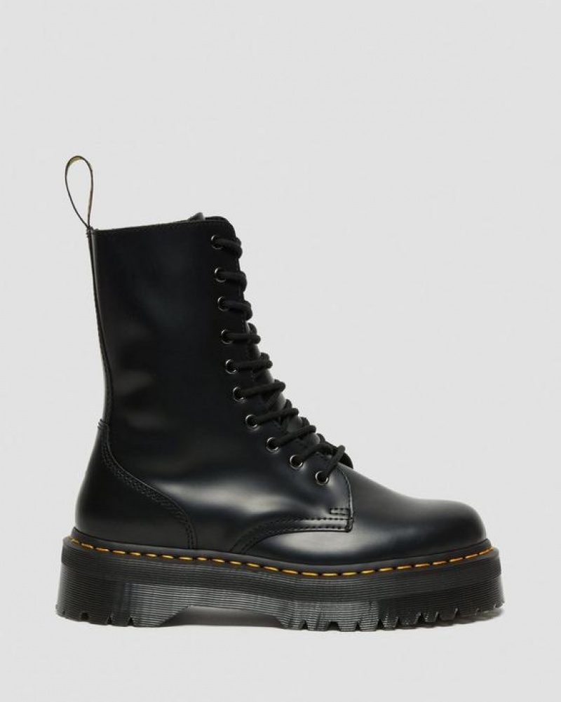 Black Men's Dr Martens Jadon Hi Boot Smooth Leather Platform Shoes | USA_Dr94585