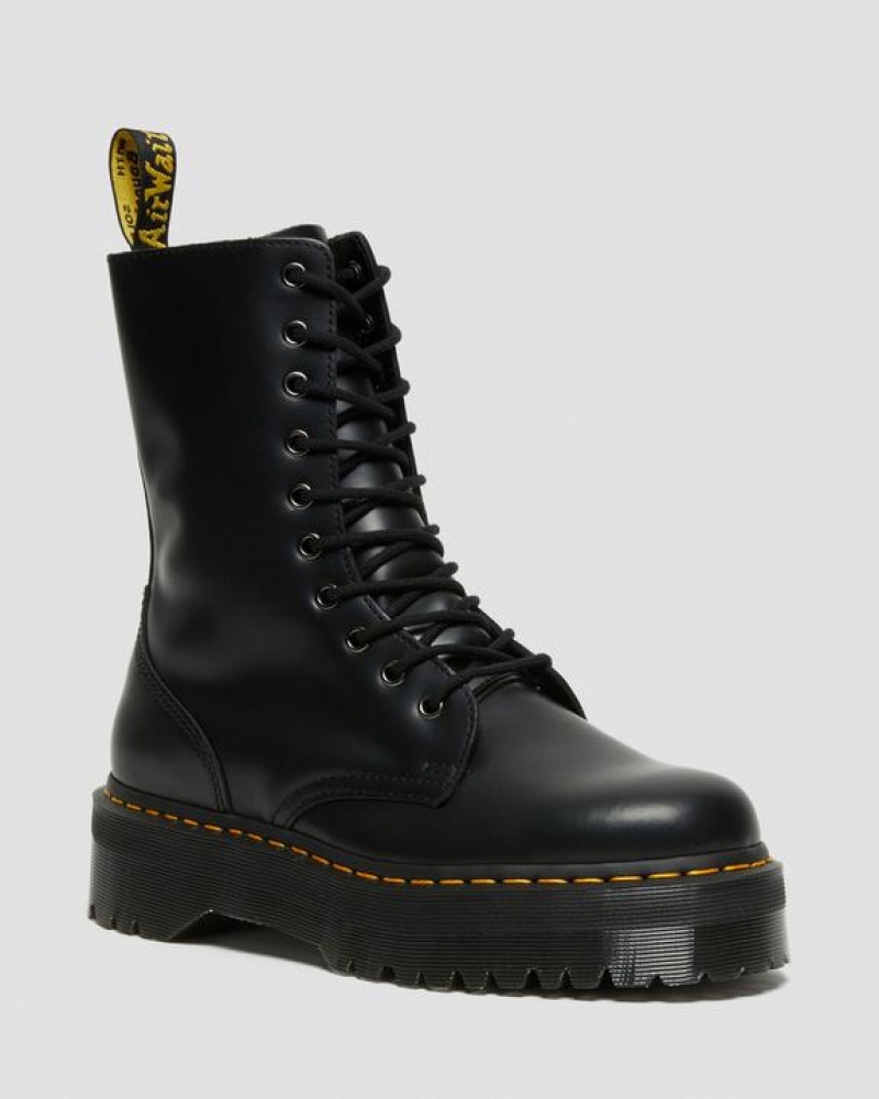 Black Men\'s Dr Martens Jadon Hi Boot Smooth Leather Platform Shoes | USA_Dr94585