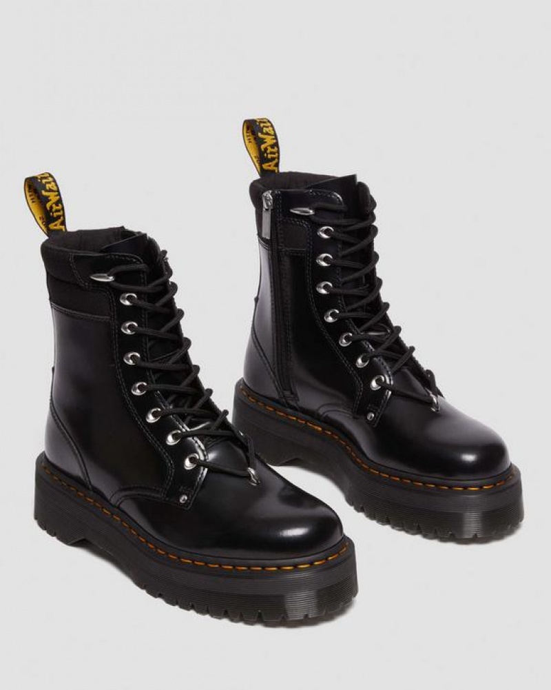 Black Men's Dr Martens Jadon II Boot Hardware Buttero Leather Platform Shoes | USA_Dr15484