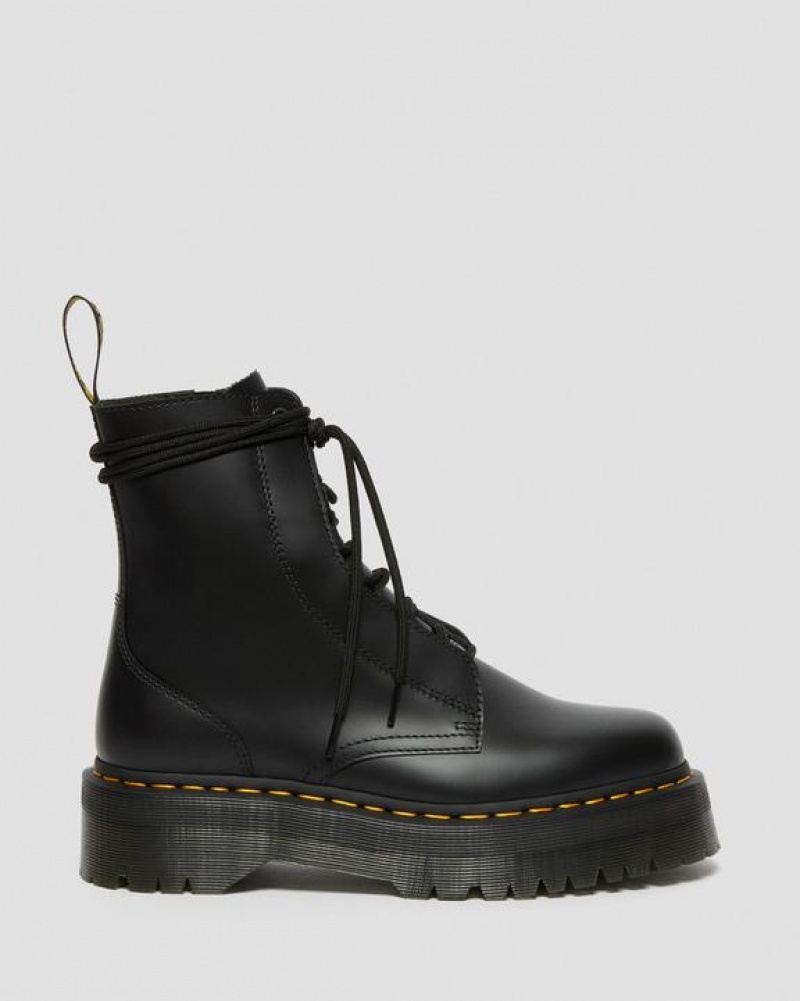 Black Men's Dr Martens Jarrick Smooth Leather Platform Shoes | USA_Dr10567