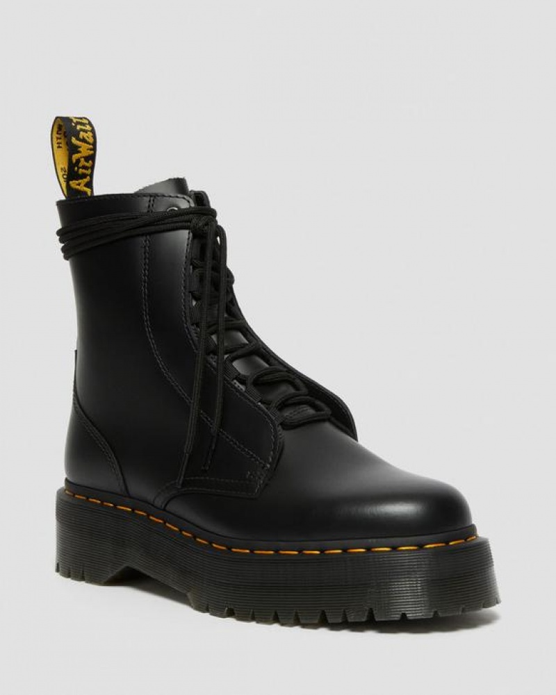 Black Men\'s Dr Martens Jarrick Smooth Leather Platform Shoes | USA_Dr10567