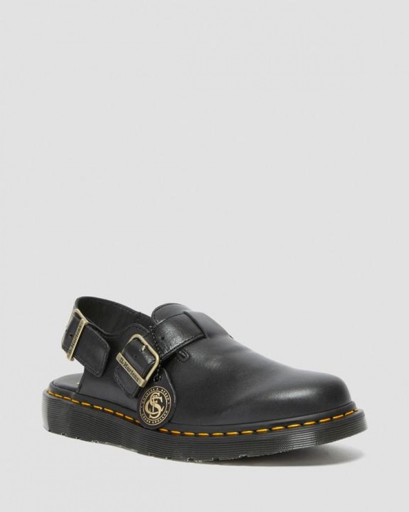 Black Men\'s Dr Martens Jorge Made in England Leather Slingback Sandals | USA_Dr81225