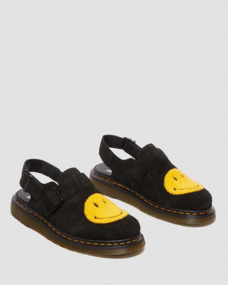 Black Men's Dr Martens Jorge Smiley® Napped Suede Slingback Sandals | USA_Dr36236