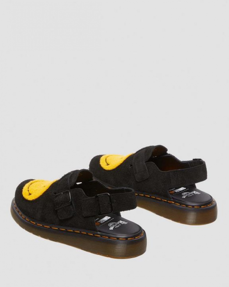 Black Men's Dr Martens Jorge Smiley® Napped Suede Slingback Sandals | USA_Dr36236