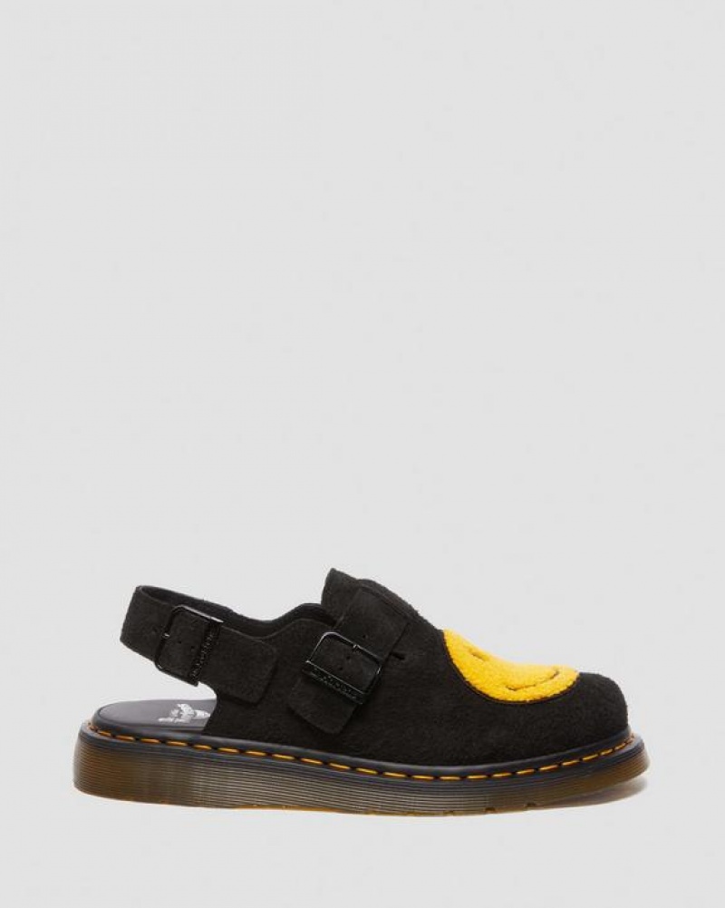 Black Men's Dr Martens Jorge Smiley® Napped Suede Slingback Sandals | USA_Dr36236