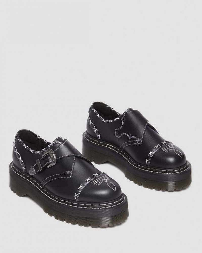 Black Men's Dr Martens Monk Gothic Americana Leather Shoes | USA_Dr10585