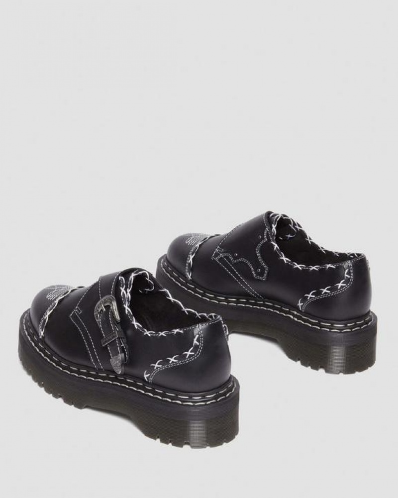 Black Men's Dr Martens Monk Gothic Americana Leather Shoes | USA_Dr10585