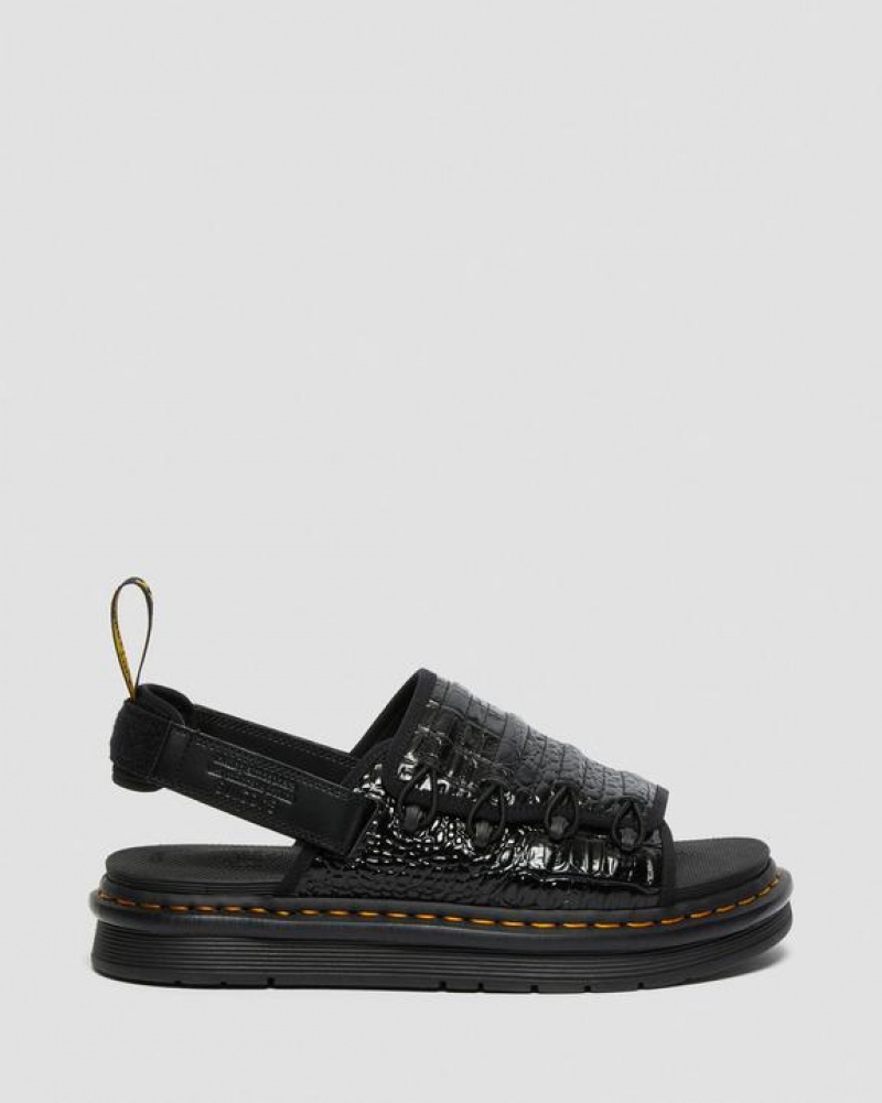 Black Men's Dr Martens Mura Suicoke Croco Leather Sandals | USA_Dr18162