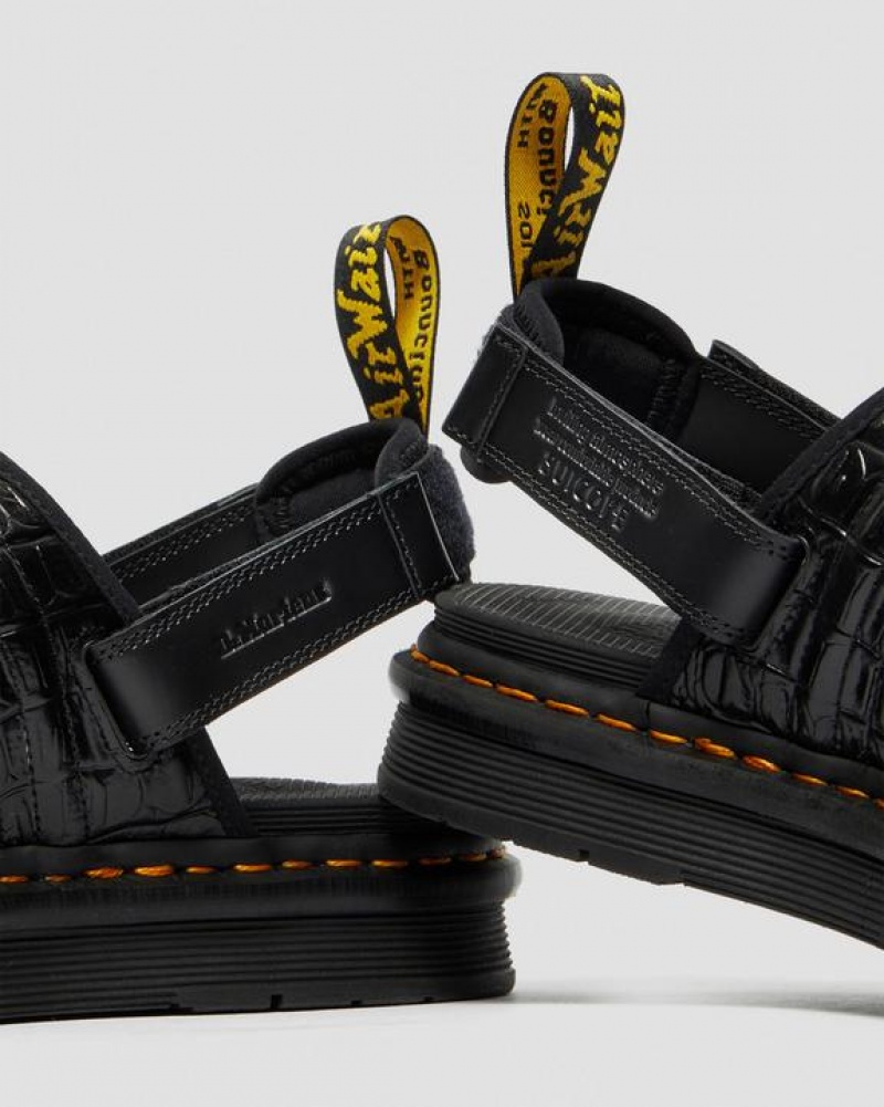 Black Men's Dr Martens Mura Suicoke Croco Leather Sandals | USA_Dr18162