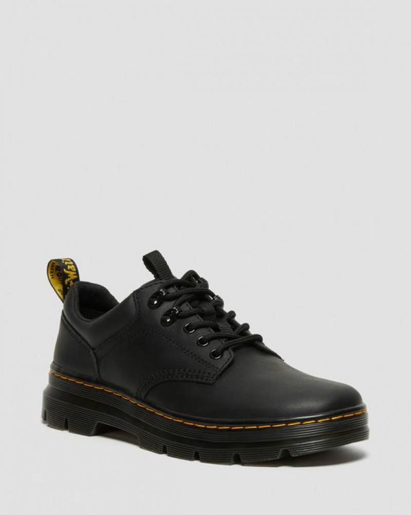 Black Men\'s Dr Martens Reeder Wyoming Leather Utility Shoes | USA_Dr13128