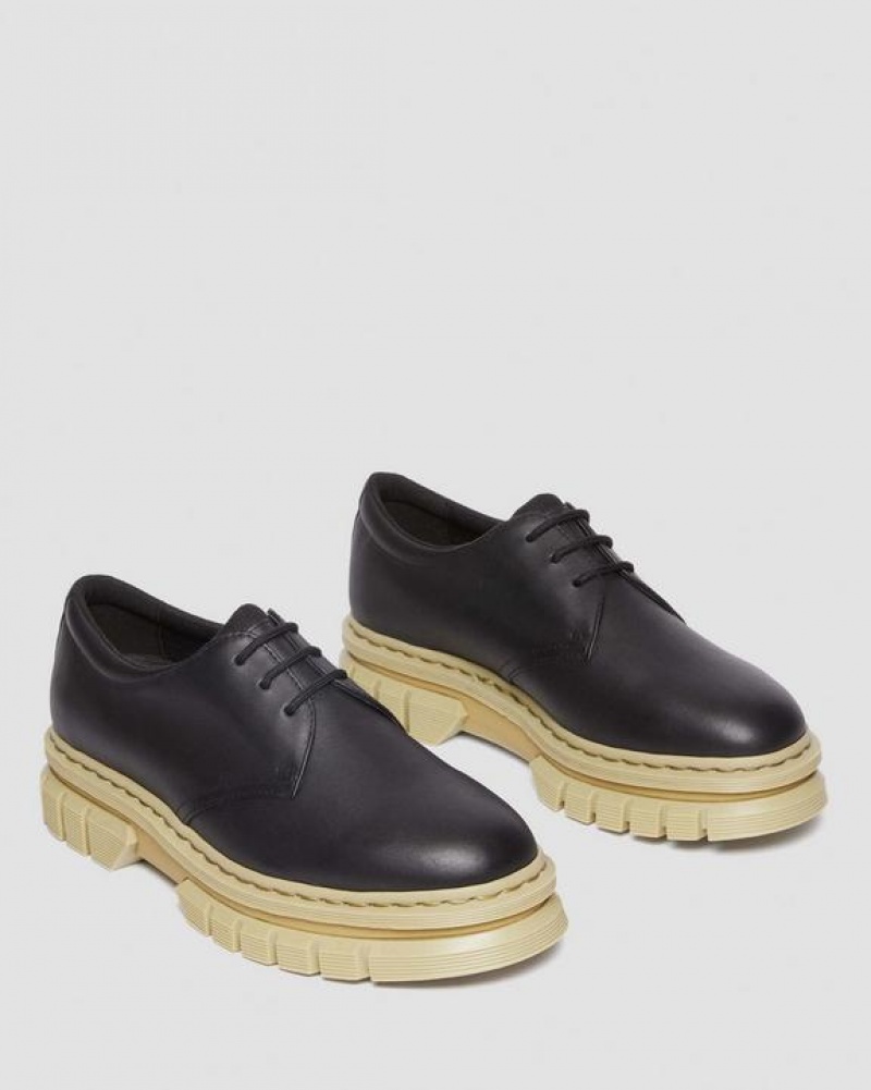 Black Men's Dr Martens Rikard Contrast Sole Leather Shoes | USA_Dr69898