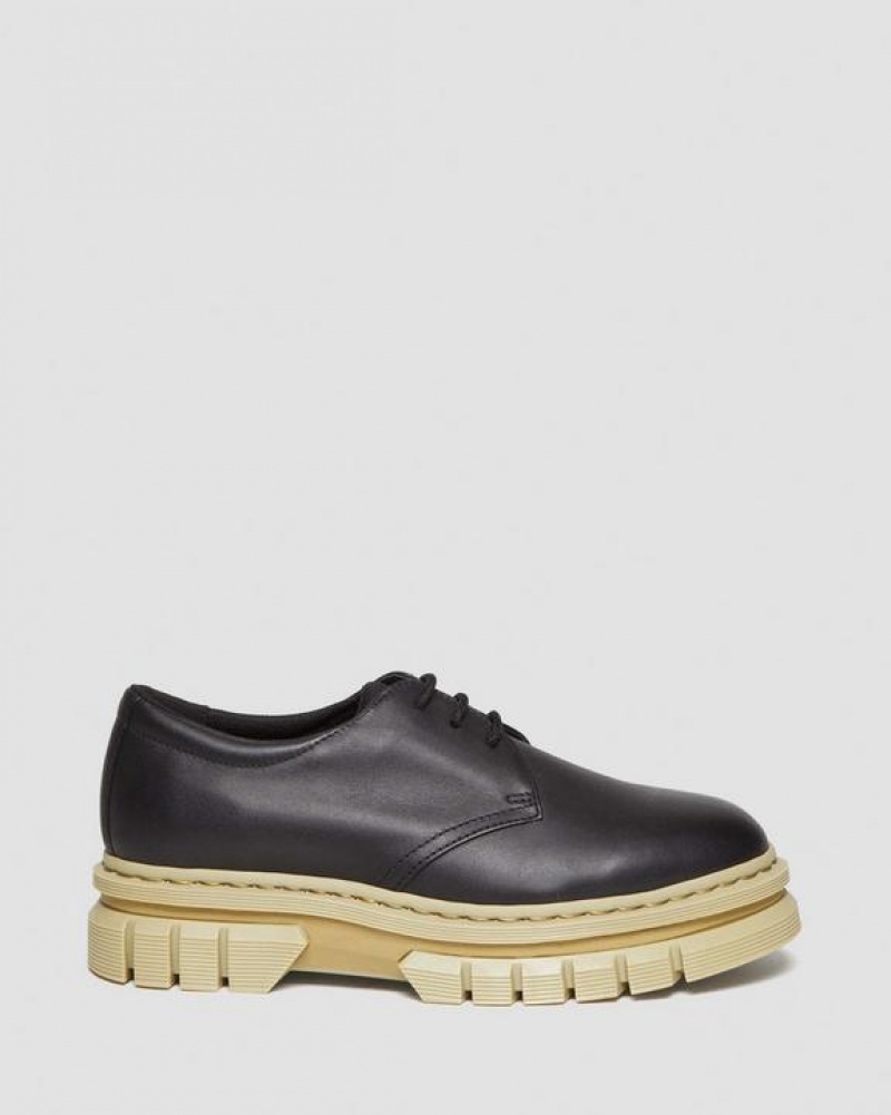 Black Men's Dr Martens Rikard Contrast Sole Leather Shoes | USA_Dr69898