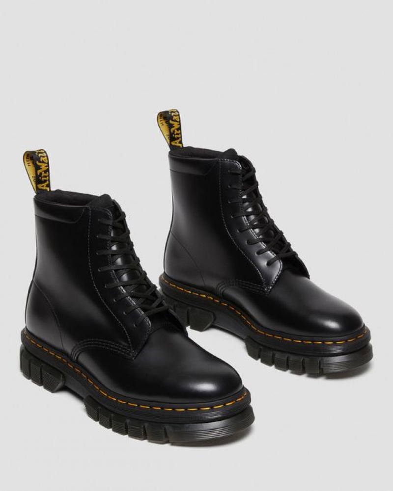 Black Men's Dr Martens Rikard Smooth Leather Lace Up Platform Shoes | USA_Dr85271