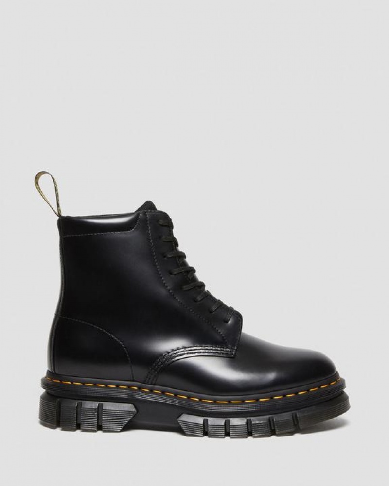 Black Men's Dr Martens Rikard Smooth Leather Lace Up Platform Shoes | USA_Dr85271