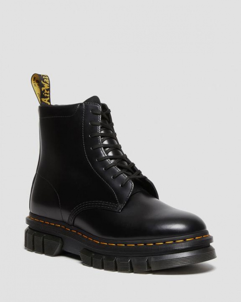 Black Men\'s Dr Martens Rikard Smooth Leather Lace Up Platform Shoes | USA_Dr85271