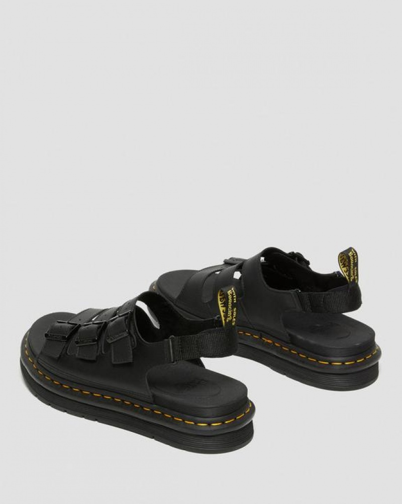 Black Men's Dr Martens Soloman Men's Leather Strap Sandals | USA_Dr54183