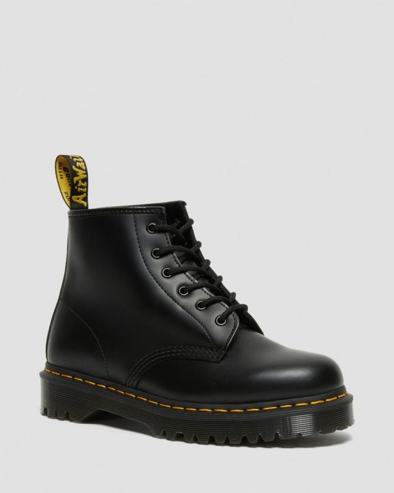 Black Women\'s Dr Martens 101 Bex Smooth Leather Ankle Platform Shoes | USA_Dr97977