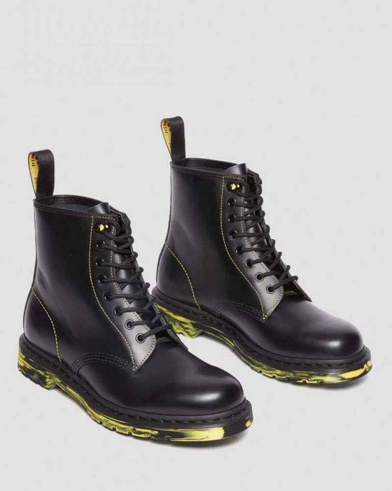 Black Women's Dr Martens 1460 Marbled Sole Smooth Leather Lace Up Boots | USA_Dr40698