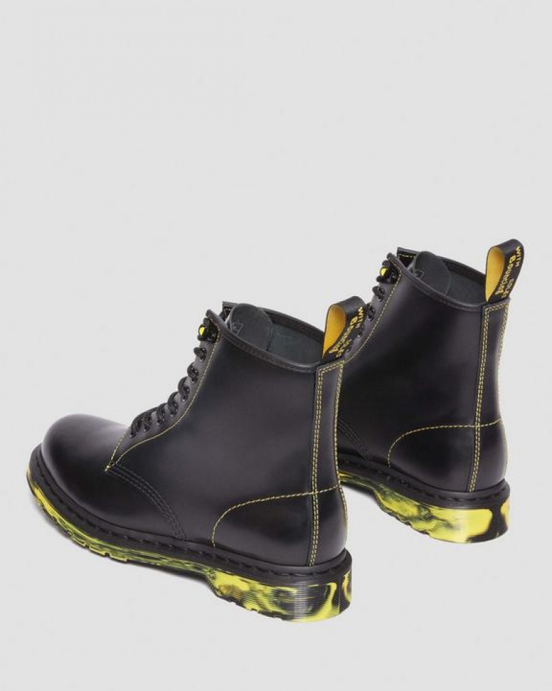 Black Women's Dr Martens 1460 Marbled Sole Smooth Leather Lace Up Boots | USA_Dr40698