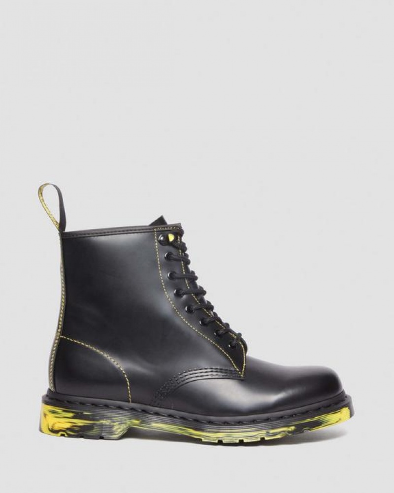 Black Women's Dr Martens 1460 Marbled Sole Smooth Leather Lace Up Boots | USA_Dr40698