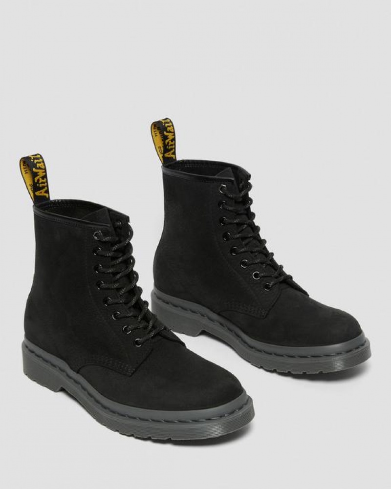 Black Women's Dr Martens 1460 Mono Milled Nubuck Leather Lace Up Boots | USA_Dr68548