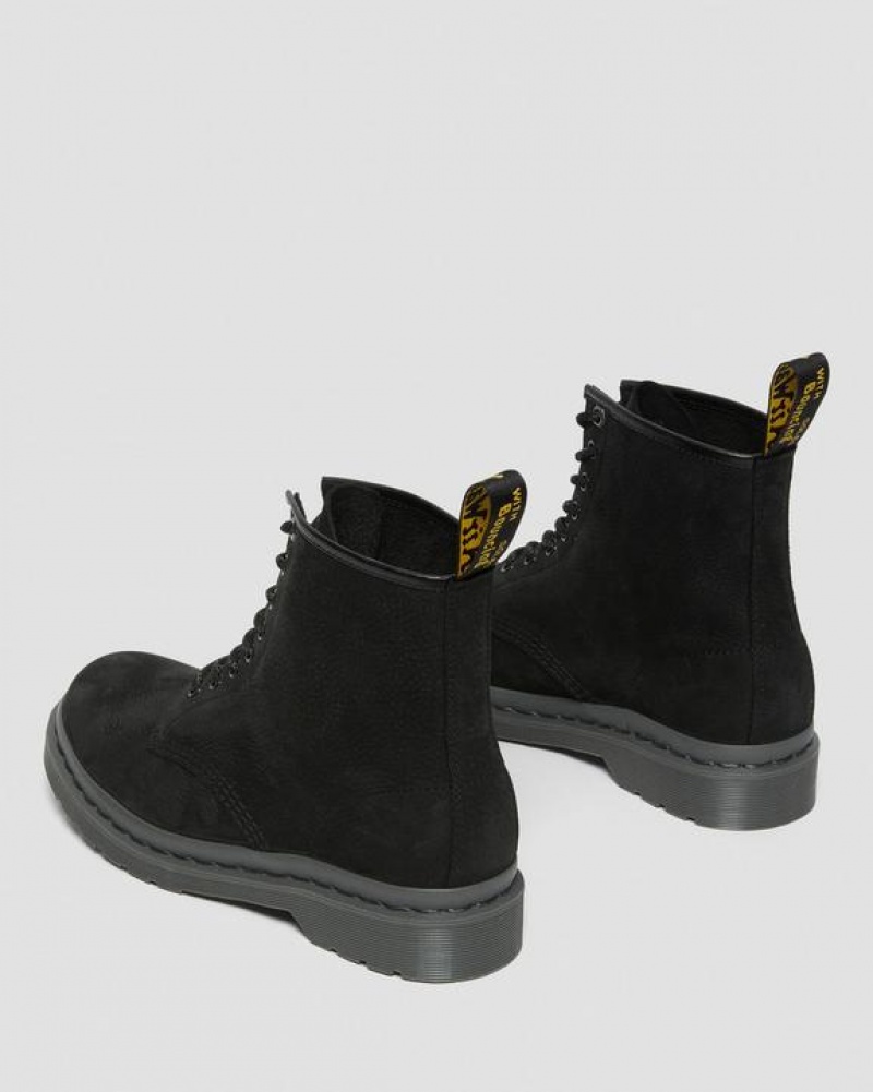 Black Women's Dr Martens 1460 Mono Milled Nubuck Leather Lace Up Boots | USA_Dr68548