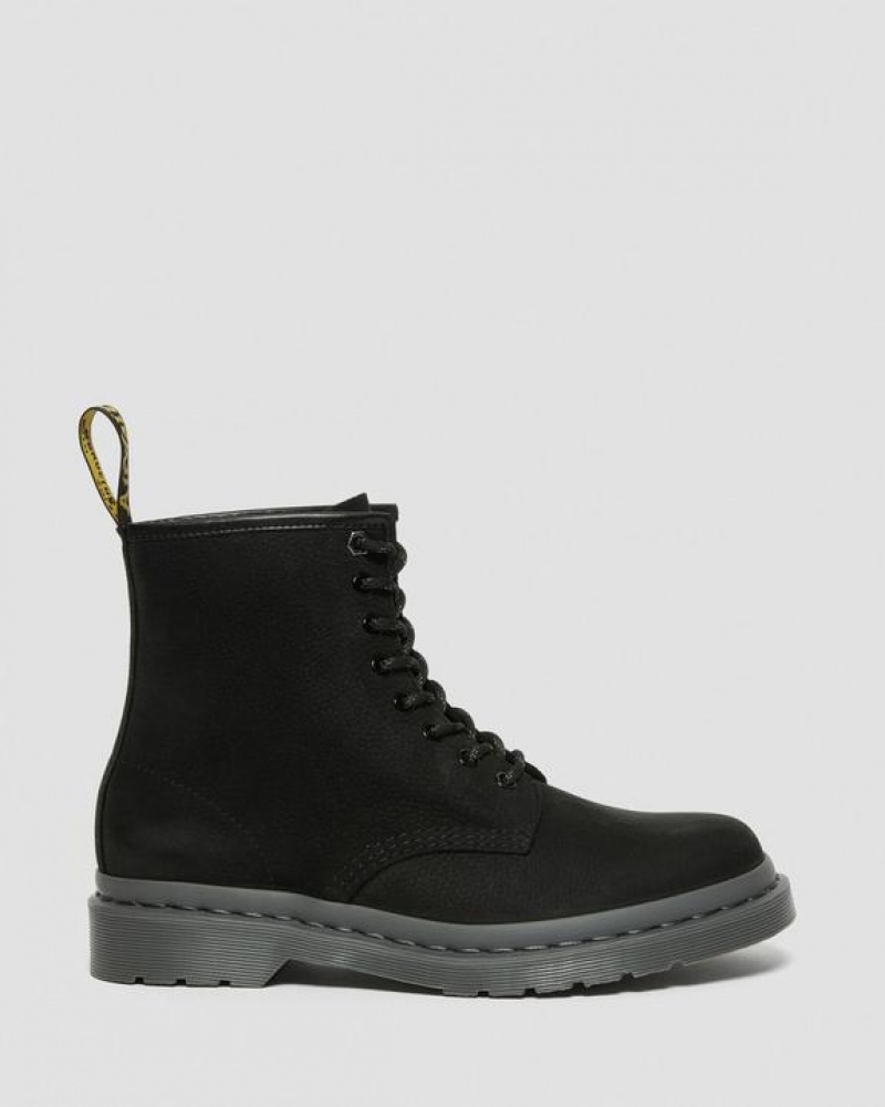 Black Women's Dr Martens 1460 Mono Milled Nubuck Leather Lace Up Boots | USA_Dr68548