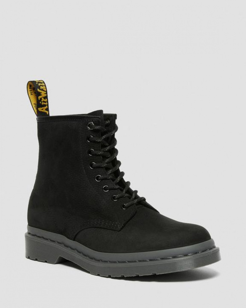 Black Women\'s Dr Martens 1460 Mono Milled Nubuck Leather Lace Up Boots | USA_Dr68548