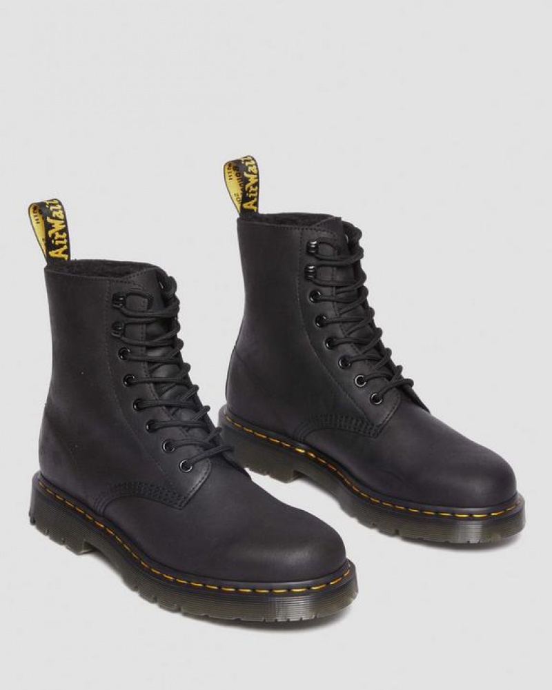 Black Women's Dr Martens 1460 Pascal Wintergrip Outlaw Leather Lace Up Boots | USA_Dr23566