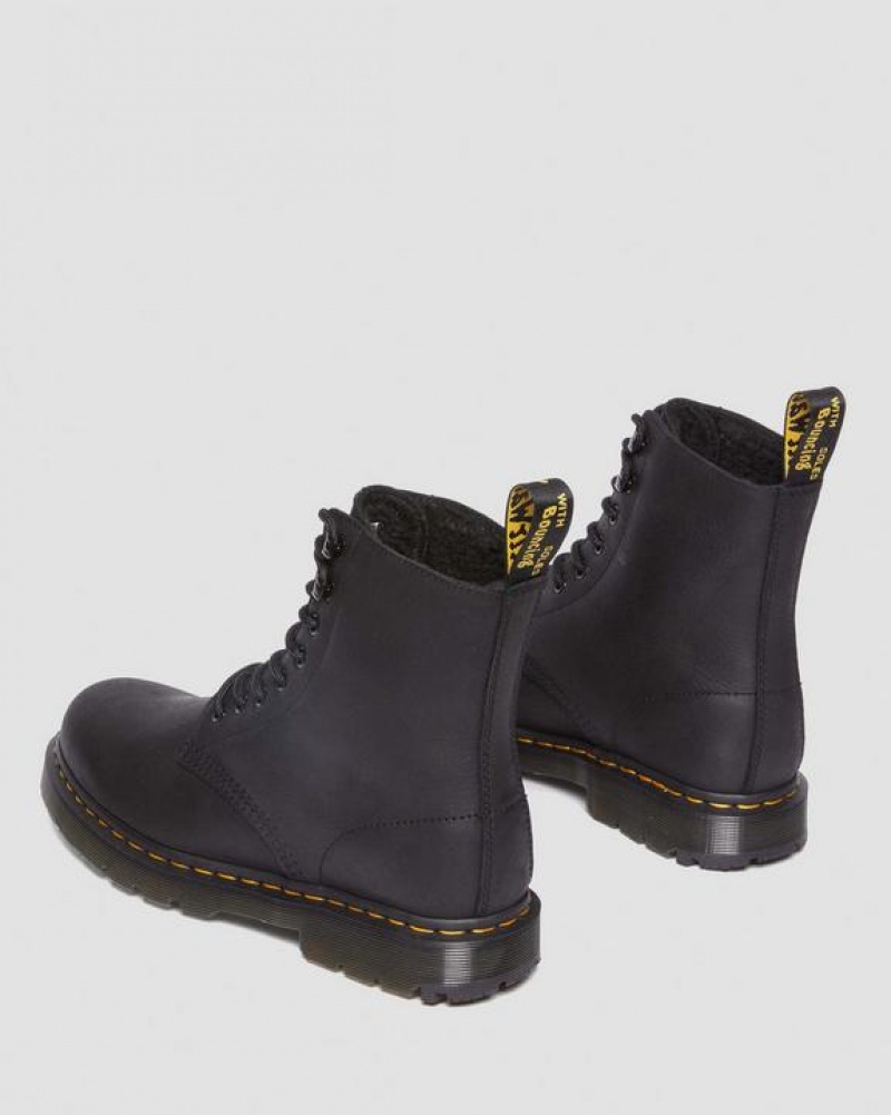 Black Women's Dr Martens 1460 Pascal Wintergrip Outlaw Leather Lace Up Boots | USA_Dr23566