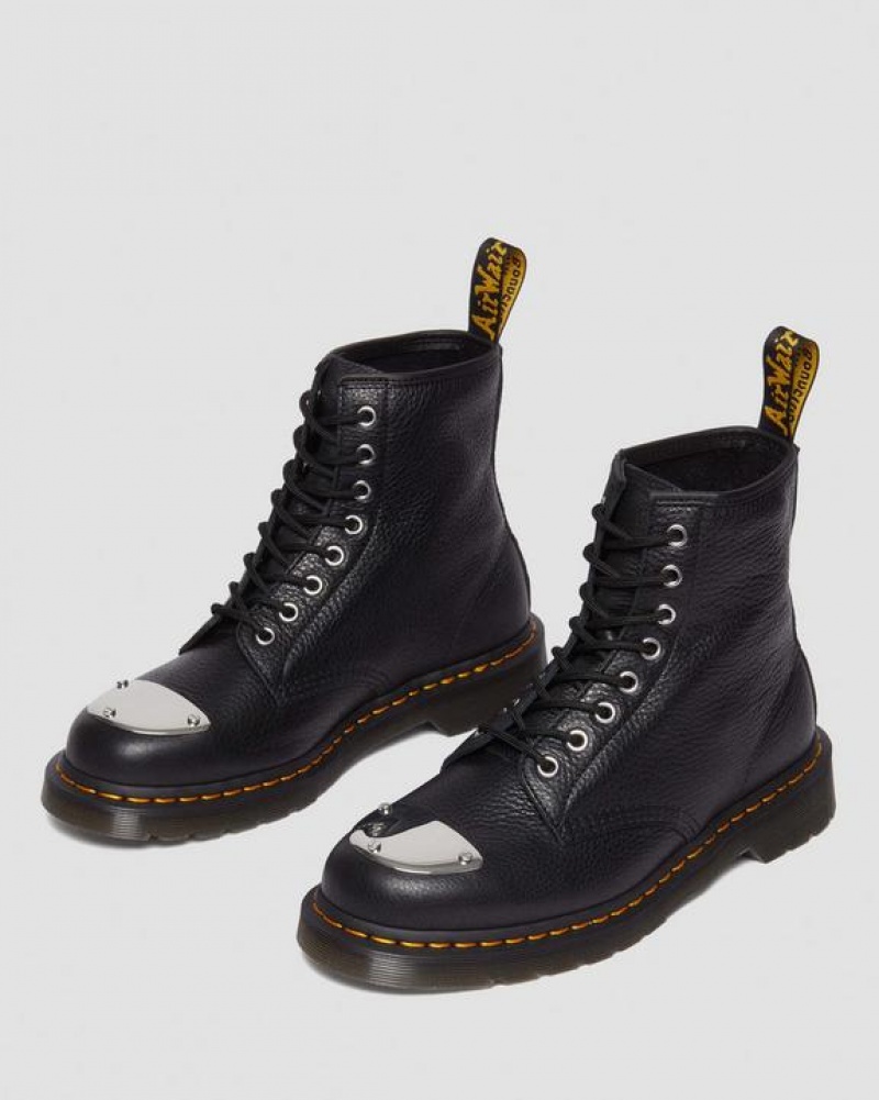 Black Women's Dr Martens 1460 Toe Plate Lunar Leather Jungle Zip Boots | USA_Dr69461