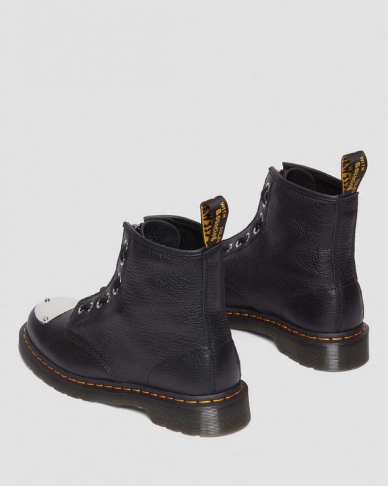 Black Women's Dr Martens 1460 Toe Plate Lunar Leather Jungle Zip Boots | USA_Dr69461