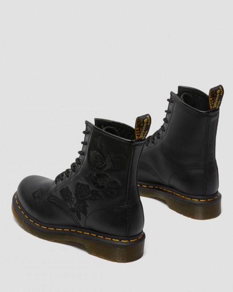 Black Women's Dr Martens 1460 Vonda Mono Women's Floral Boots | USA_Dr79188