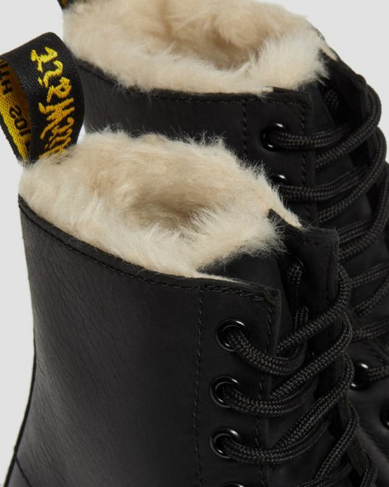 Black Women's Dr Martens 1460 Women's Faux Fur Lined Lace Up Boots | USA_Dr49410