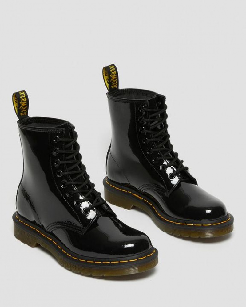 Black Women's Dr Martens 1460 Women's Patent Leather Lace Up Boots | USA_Dr59392