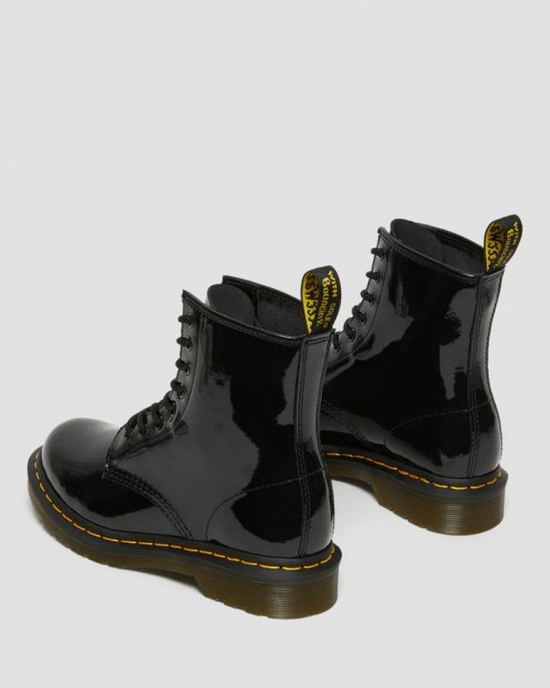 Black Women's Dr Martens 1460 Women's Patent Leather Lace Up Boots | USA_Dr59392