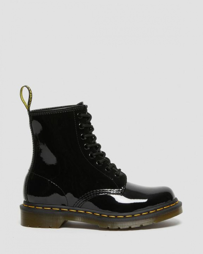 Black Women's Dr Martens 1460 Women's Patent Leather Lace Up Boots | USA_Dr59392